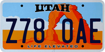 UT license plate Z780AE