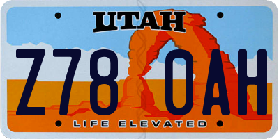 UT license plate Z780AH