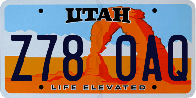 UT license plate Z780AQ