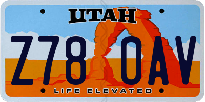 UT license plate Z780AV