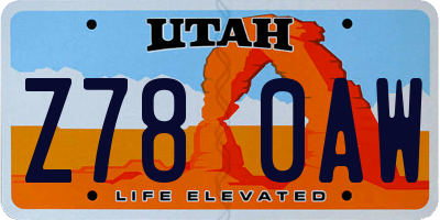 UT license plate Z780AW