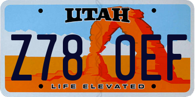 UT license plate Z780EF