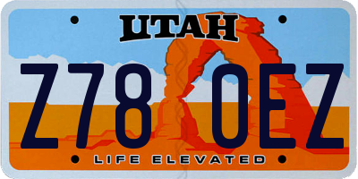 UT license plate Z780EZ