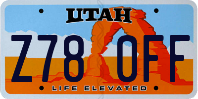 UT license plate Z780FF