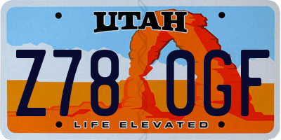 UT license plate Z780GF
