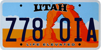 UT license plate Z780IA