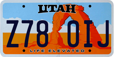 UT license plate Z780IJ