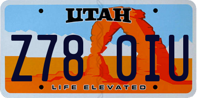 UT license plate Z780IU