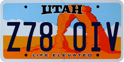 UT license plate Z780IV
