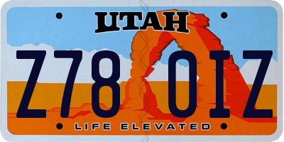 UT license plate Z780IZ