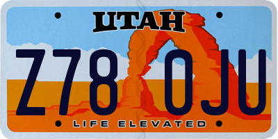 UT license plate Z780JU