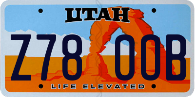 UT license plate Z780OB