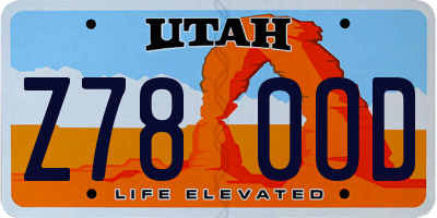 UT license plate Z780OD