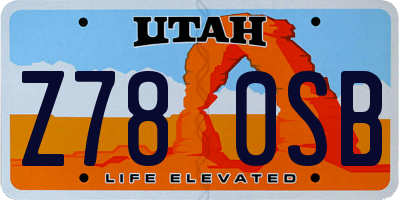 UT license plate Z780SB