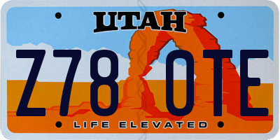 UT license plate Z780TE