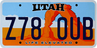 UT license plate Z780UB