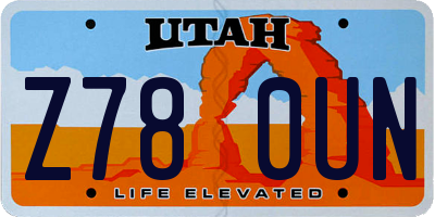UT license plate Z780UN