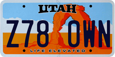 UT license plate Z780WN