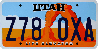 UT license plate Z780XA