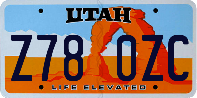 UT license plate Z780ZC