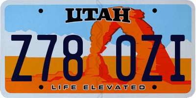 UT license plate Z780ZI