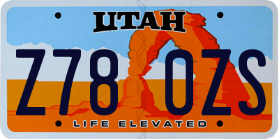 UT license plate Z780ZS
