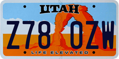 UT license plate Z780ZW