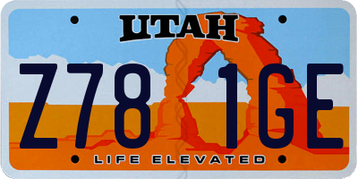 UT license plate Z781GE