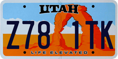 UT license plate Z781TK