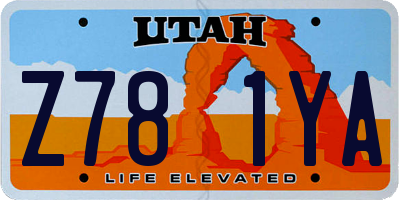 UT license plate Z781YA
