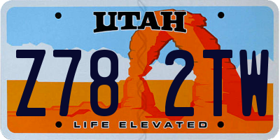 UT license plate Z782TW