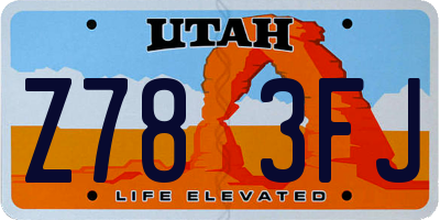 UT license plate Z783FJ