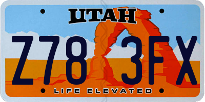 UT license plate Z783FX