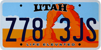 UT license plate Z783JS