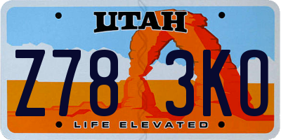 UT license plate Z783KO