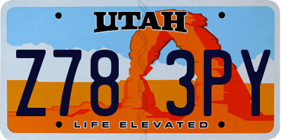 UT license plate Z783PY