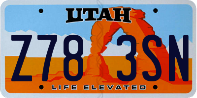 UT license plate Z783SN