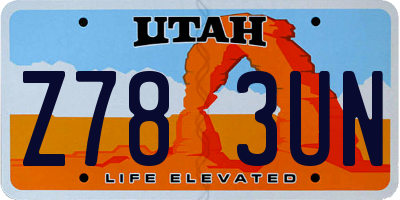 UT license plate Z783UN