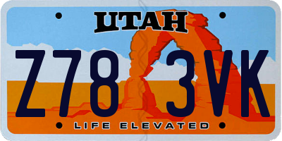 UT license plate Z783VK