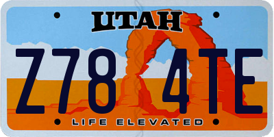 UT license plate Z784TE