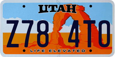 UT license plate Z784TO