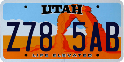 UT license plate Z785AB