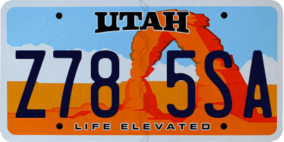 UT license plate Z785SA