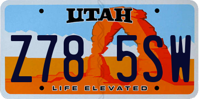 UT license plate Z785SW