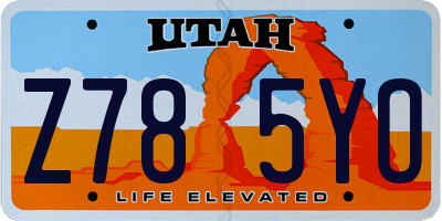 UT license plate Z785YO