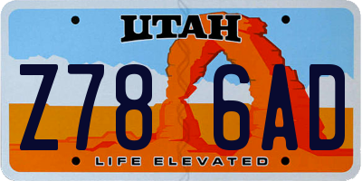 UT license plate Z786AD