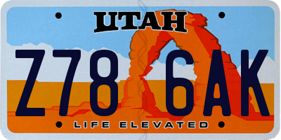 UT license plate Z786AK