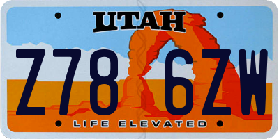 UT license plate Z786ZW