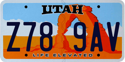 UT license plate Z789AV
