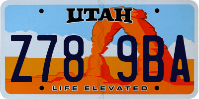 UT license plate Z789BA